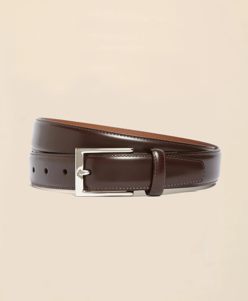 Brooks Brothers Men Silver Buckle Leather Dress Belt
