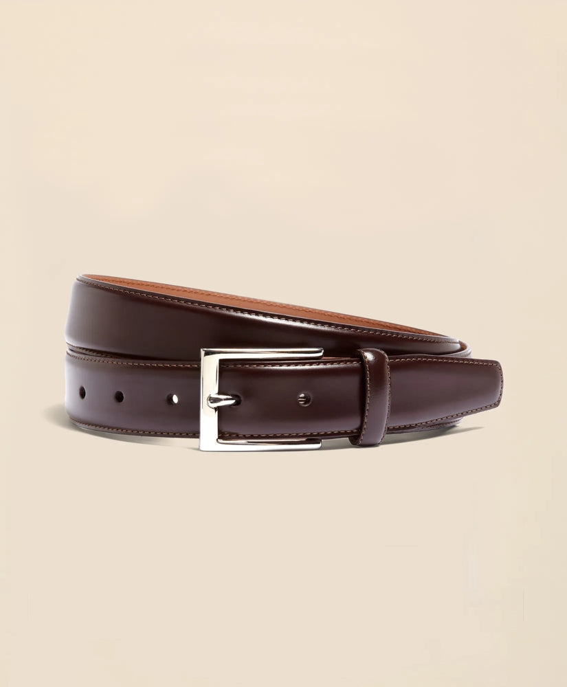 Brooks Brothers Men Silver Buckle Leather Dress Belt