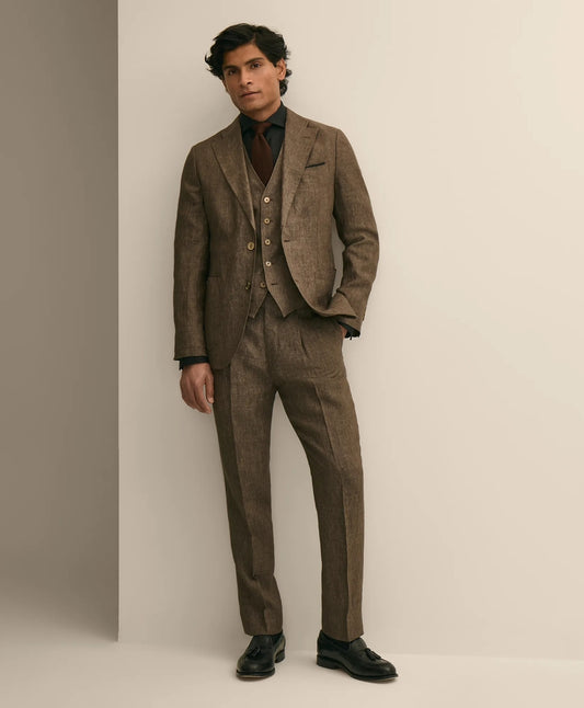 Brooks Brothers Men Slim Fit Linen Suit Pants