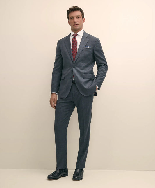 Brooks Brothers Men Slim Fit Wool Windowpane 1818 Suit