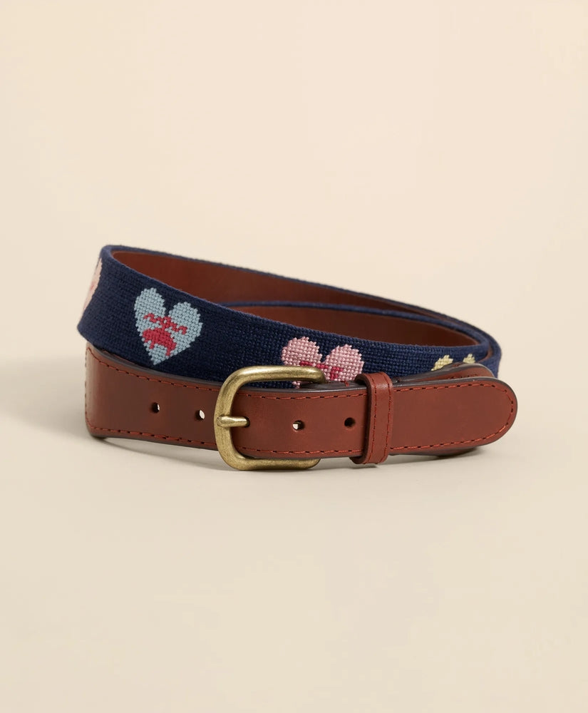 Brooks Brothers Men Smathers & Branson Needlepoint Candy Heart Belt