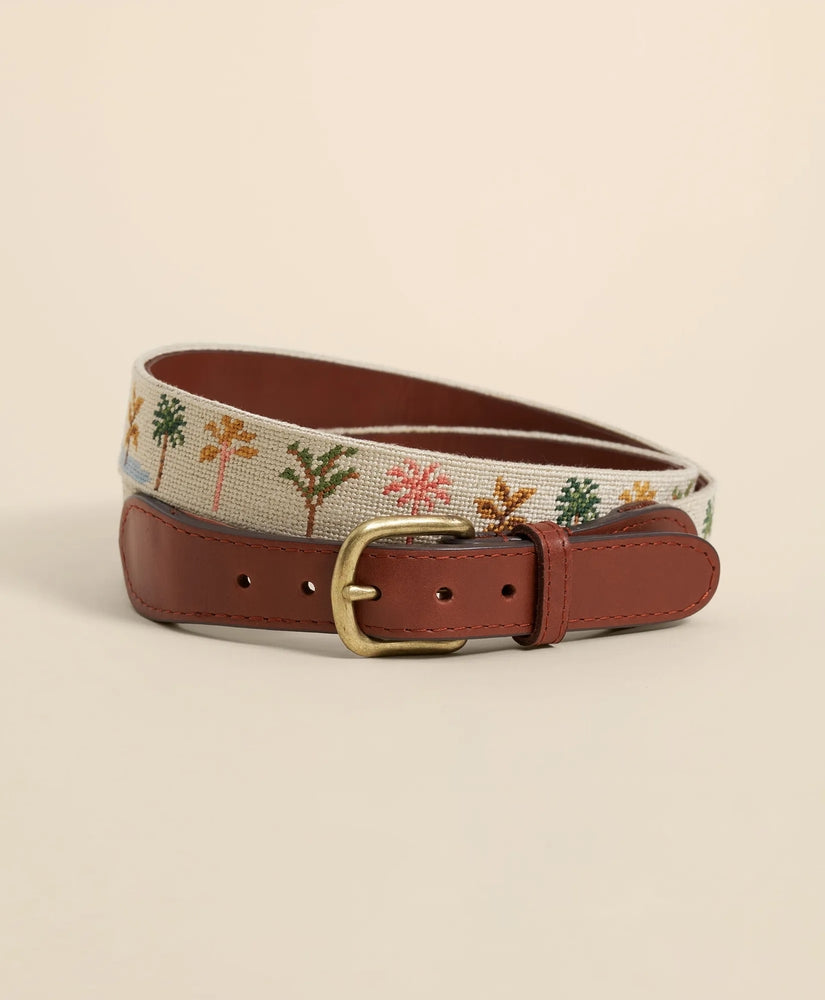 Brooks Brothers Men Smathers & Branson Needlepoint Desert Palms Belt