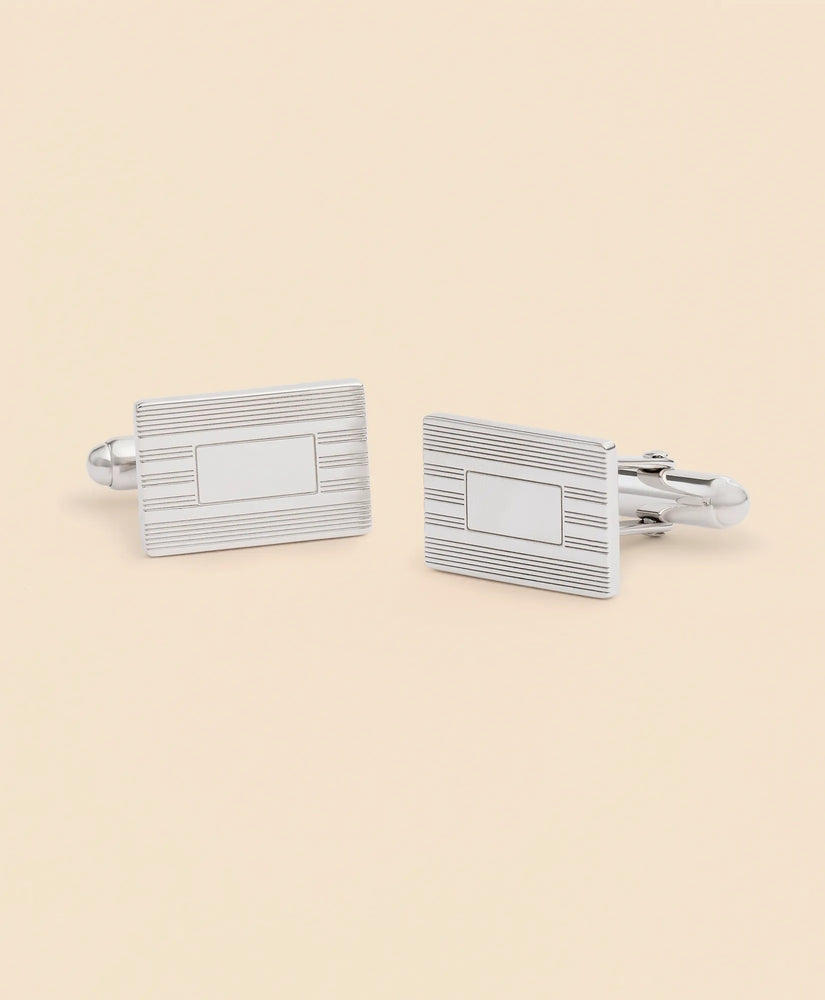 Brooks Brothers Men Sterling Silver Engravable Rhodium-Plated Cufflinks