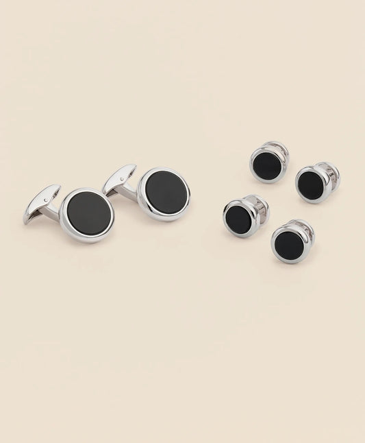 Brooks Brothers Tailored Sterling Silver Onyx Rhodium-Plated Cufflinks