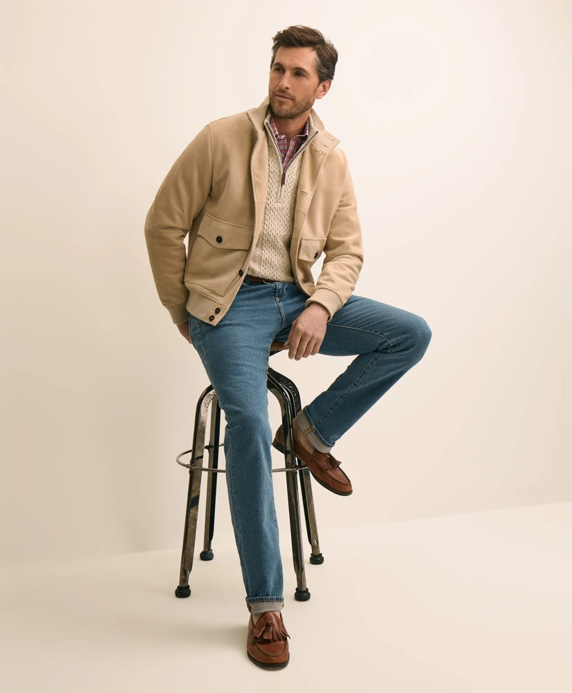 Brooks Brothers Men Suede Safari Bomber Jacket