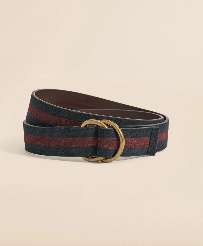 Brooks Brothers Men Suede Stripe D-Ring Belt