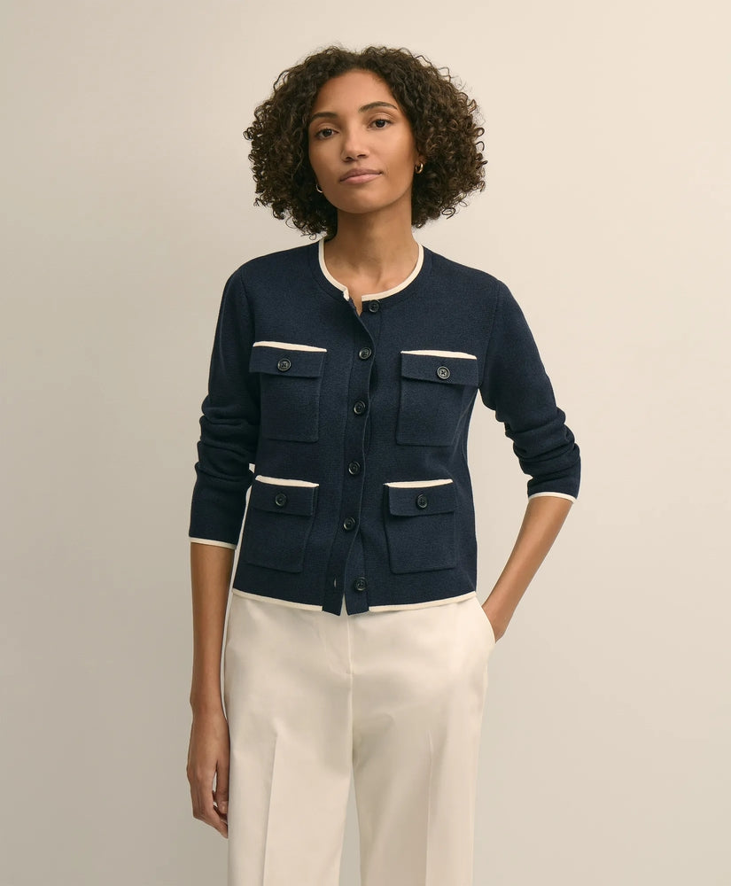 Brooks Brothers Sale Cotton Tipped 4-Pocket Cardigan