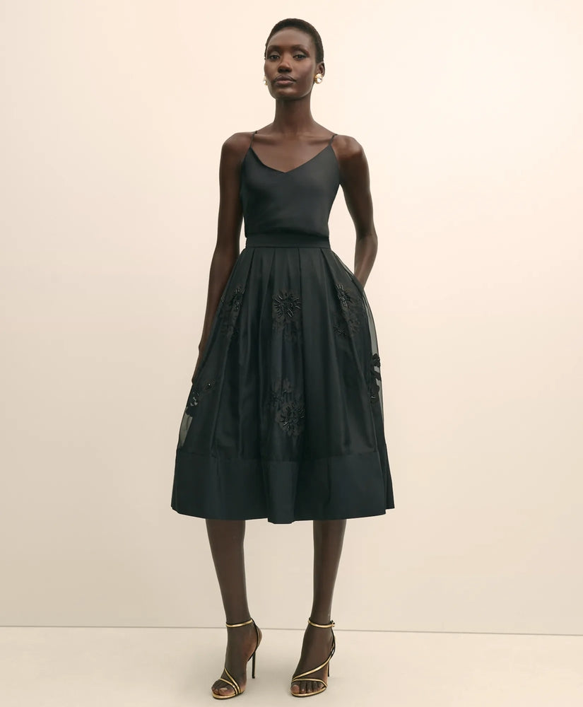 Brooks Brothers Sale Taffeta Skirt With Embroidered Organza Overlay