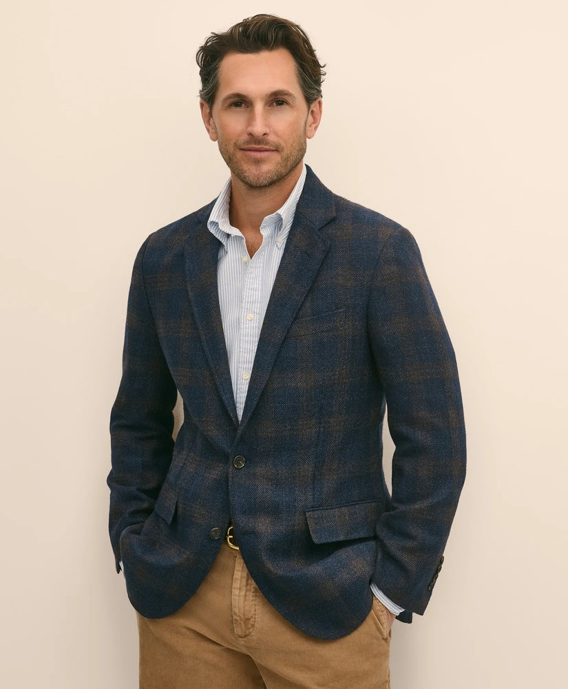 Brooks Brothers Sale Traditional Fit Wool-Cotton-Silk-Cashmere Hopsack Check Sport Coat