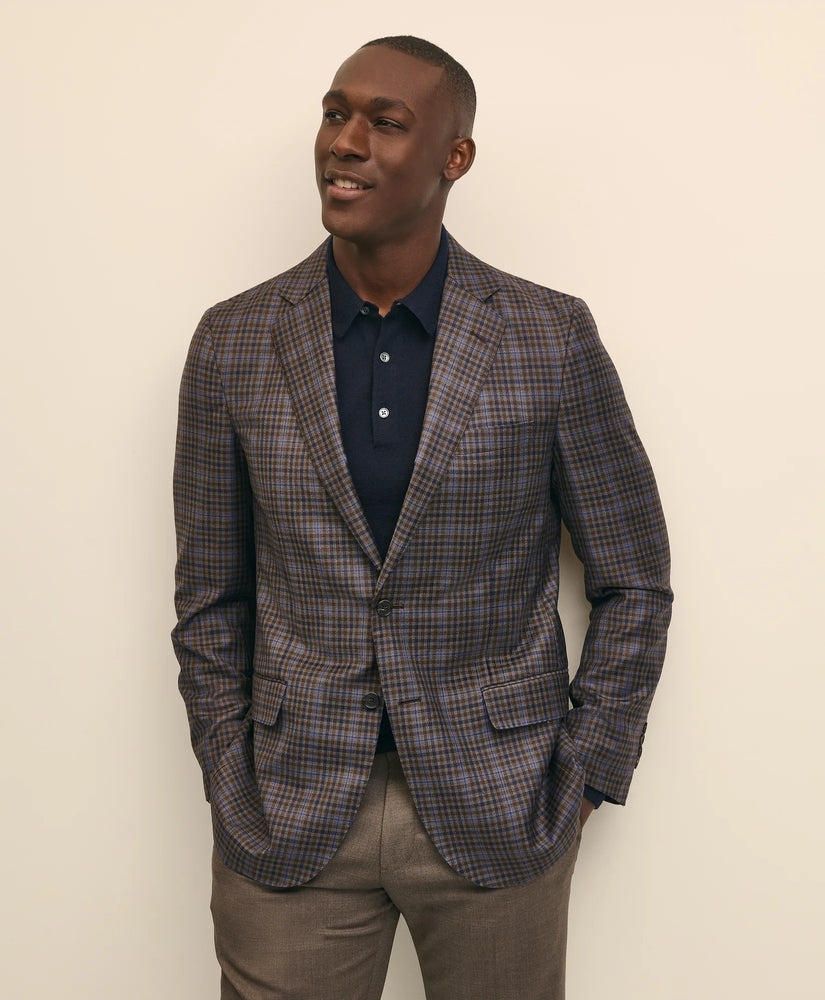Brooks Brothers Sale Traditional Fit Wool Plaid-Gingham Sport Coat