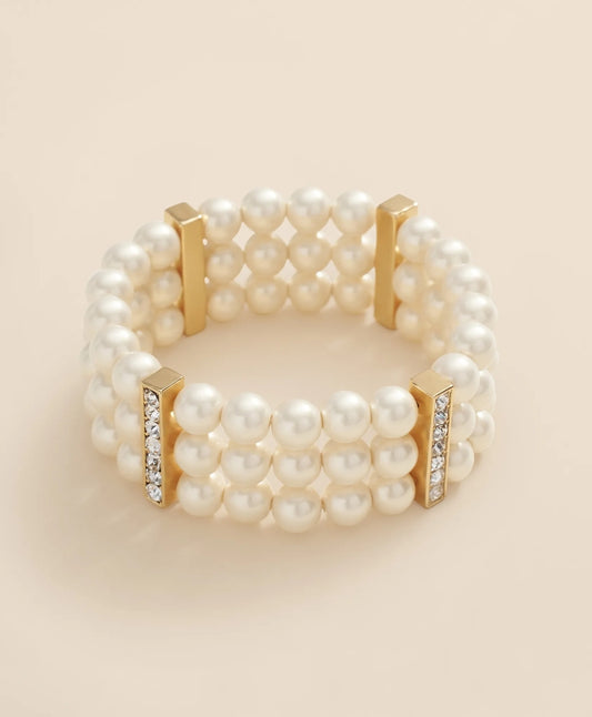 Brooks Brothers Women Triple Strand Stretch Faux-Pearl Bracelet