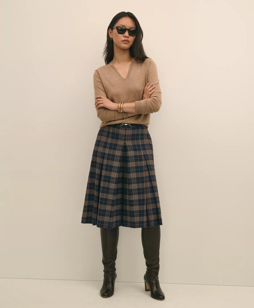 Brooks Brothers Sale Twill Pleated Plaid Culottes