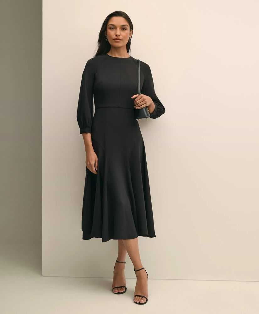 Brooks Brothers Sale Viscose Blend Shirred-Sleeve Dress