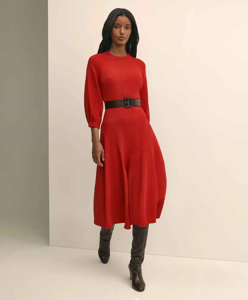 Brooks Brothers Sale Viscose Blend Shirred-Sleeve Dress