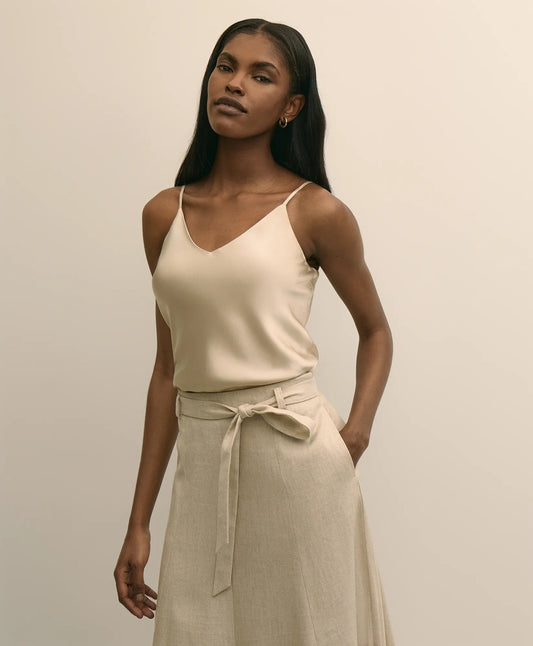 Brooks Brothers Women V-Neck Cami in Washable Silk Charmeuse
