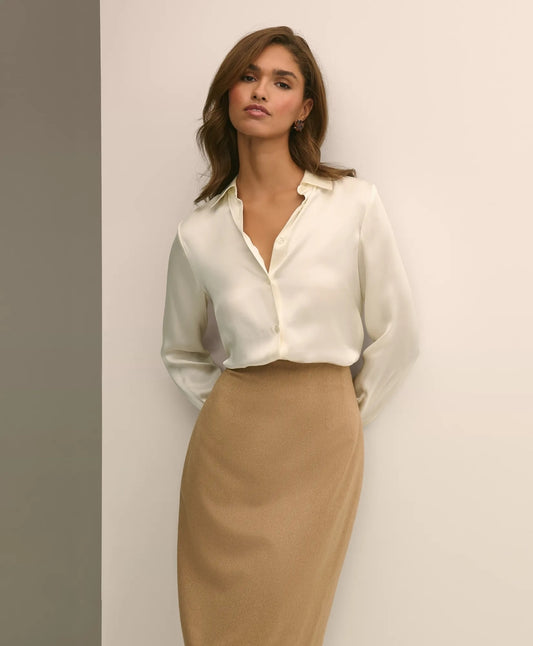 Brooks Brothers Shirts Relaxed Fit Silk Charmeuse Blouse