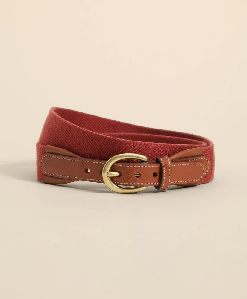 Brooks Brothers Men Webbed Leather-Accent Belt