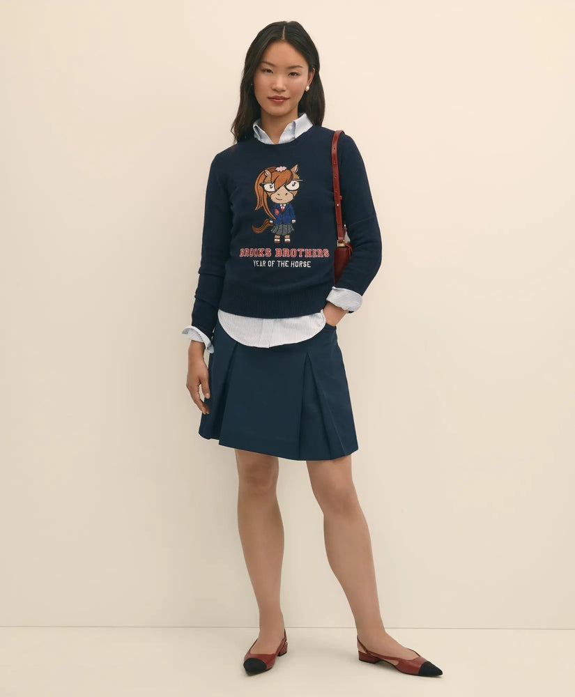 Brooks Brothers Sale Women's Lunar New Year Merino-Wool-Blend Intarsia Crewneck Sweater