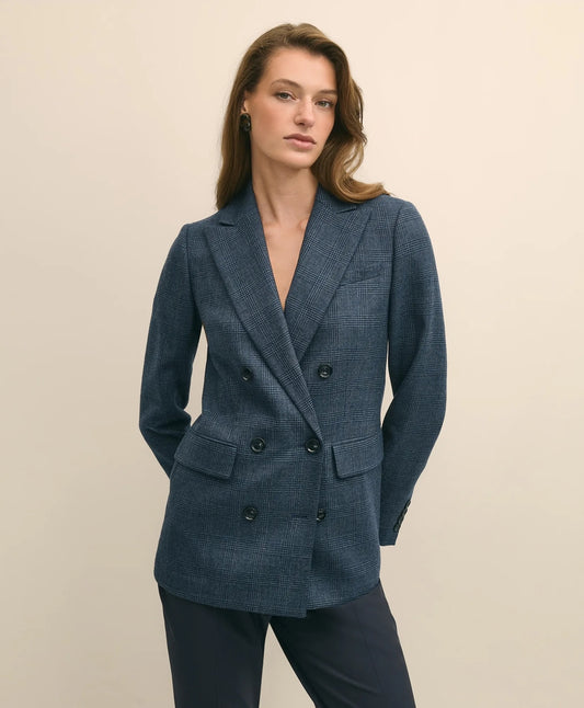 Brooks Brothers Women Wool Plaid Double-Breasted Jacket