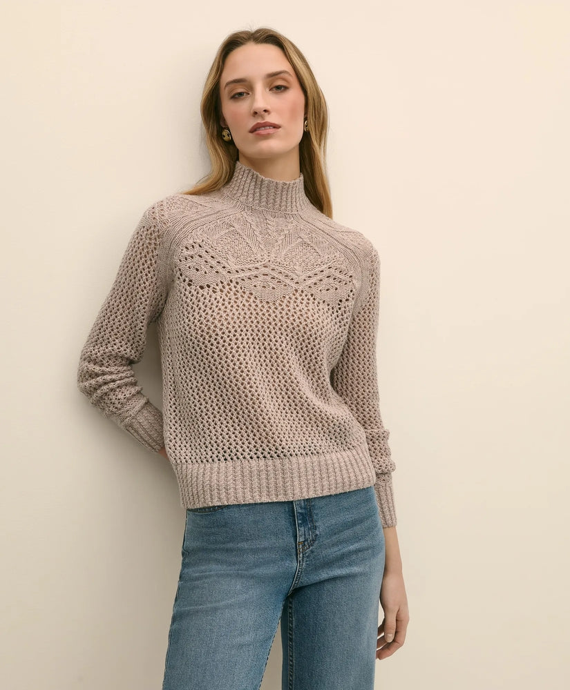 Brooks Brothers Sale Wool Pointelle Open Knit Mock Neck Sweater