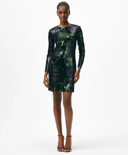 Brooks Brothers Sale Relaxed Shift Dress in Sequined Black Watch Motif