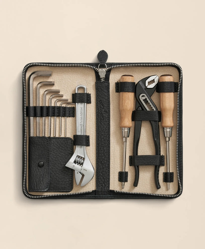 Brooks Brothers Men Genuine Leather Case Car Tool Kit
