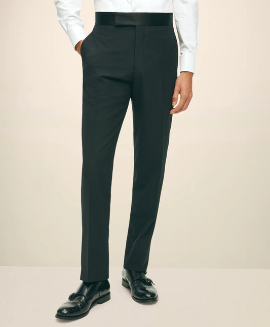 Brooks Brothers Tailored Black Fleece Tuxedo Pants in Wool-Silk