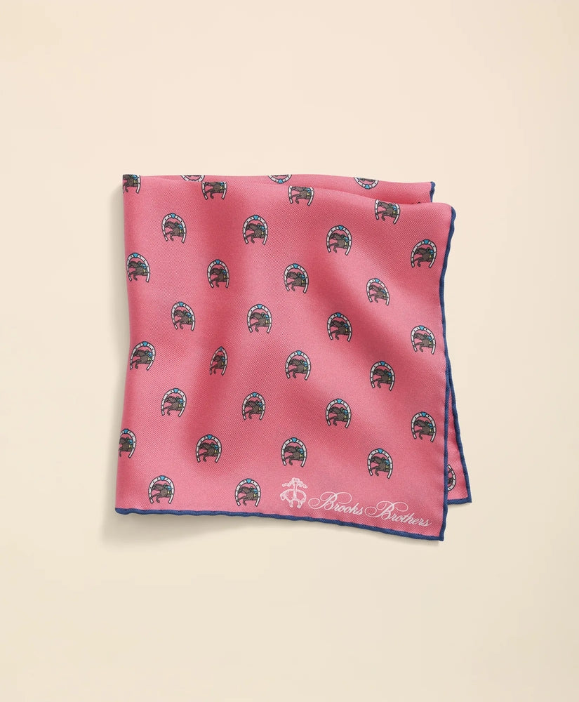 Brooks Brothers Men Silk Equestrian Motif Pocket Square