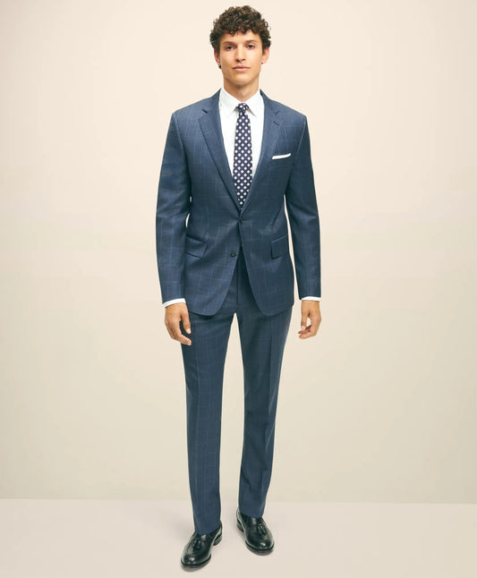 Brooks Brothers Tailored Classic Fit Wool Windowpane 1818 Suit