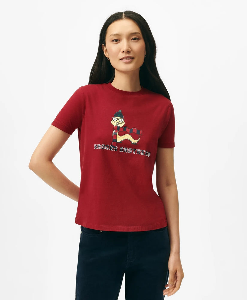 Brooks Brothers Sale Women's Lunar New Year Cotton Snake Motif T-Shirt