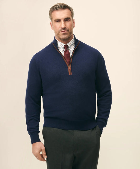 Brooks Brothers Men Big & Tall 3-Ply Cashmere Quarter-Zip Sweater