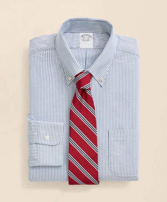Brooks Brothers Men American-Made Oxford Cloth Button-Down Stripe Dress Shirt