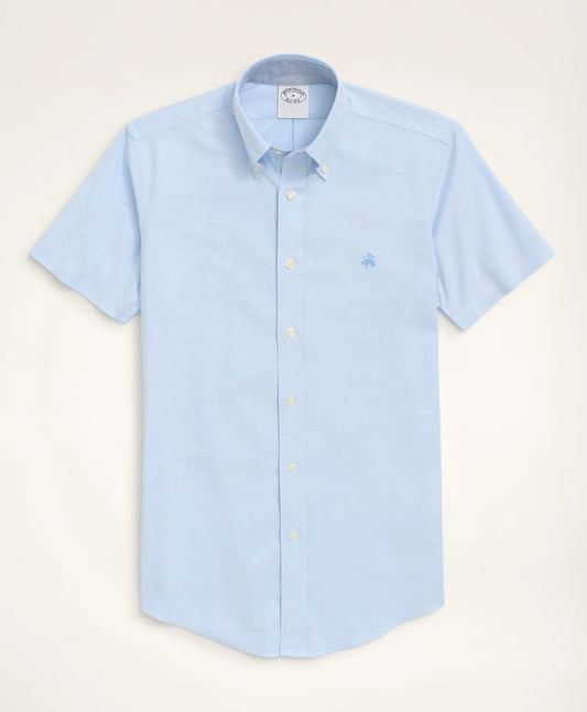 Brooks Brothers Shirts Stretch Non-Iron Oxford Button-Down Collar Short-Sleeve Sport Shirt