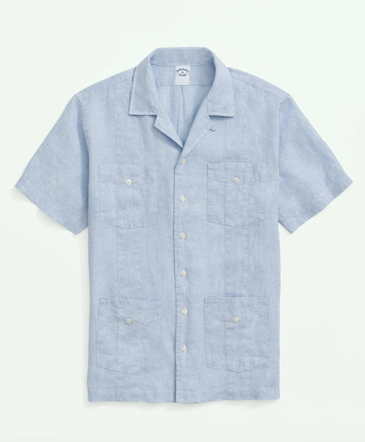 Brooks Brothers Shirts Irish Linen Short Sleeve Guayabera Shirt