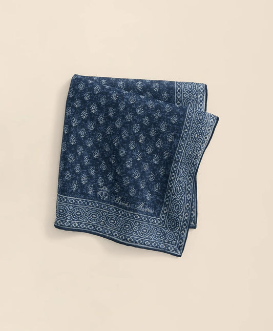 Brooks Brothers Men Batik Foulard Cotton-Linen Pocket Square