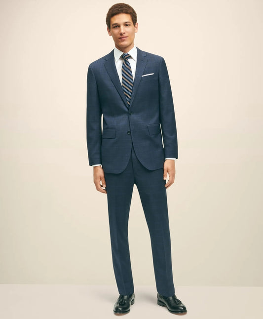 Brooks Brothers Men Slim Fit Wool Checked 1818 Suit