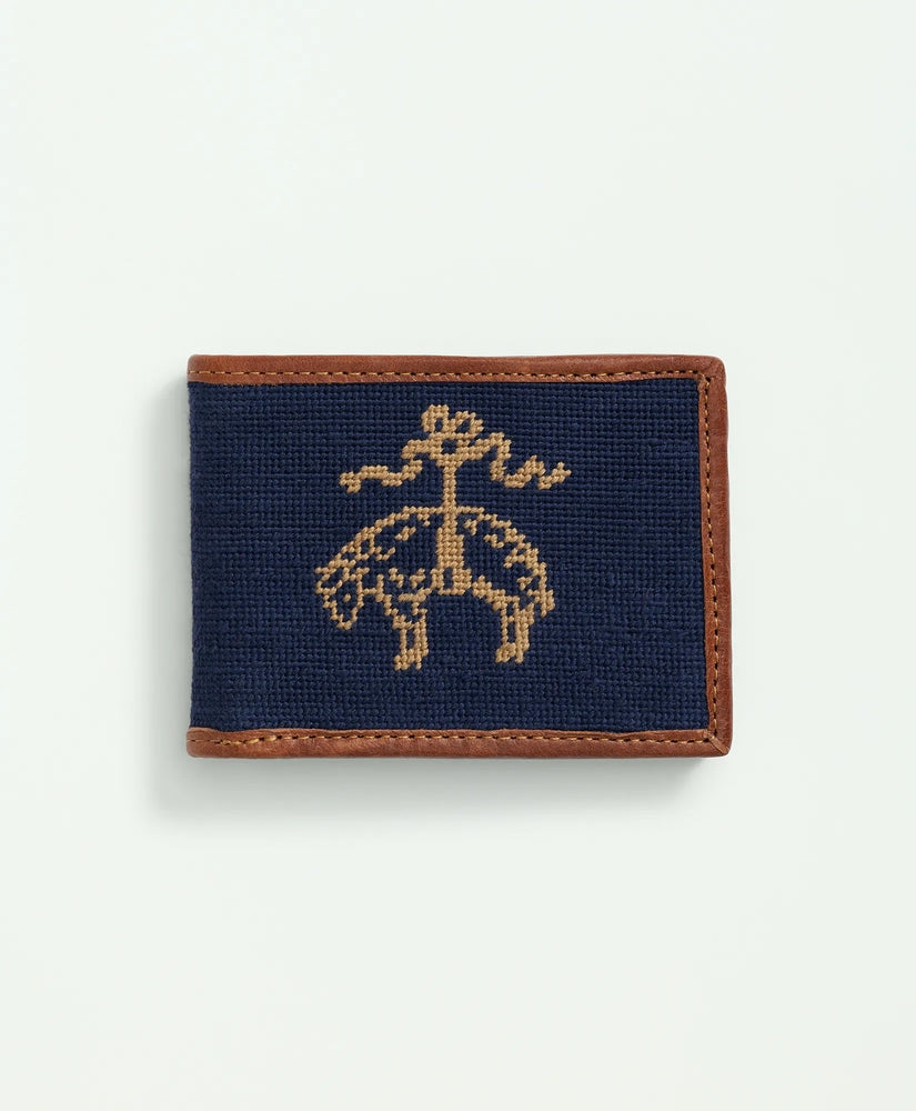 Brooks Brothers Men Smathers & Branson Cotton Needlepoint Billfold Wallet