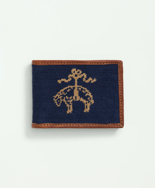 Brooks Brothers Men Smathers & Branson Cotton Needlepoint Billfold Wallet