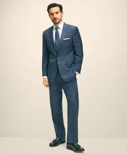 Brooks Brothers Tailored Traditional Fit Wool Windowpane 1818 Suit