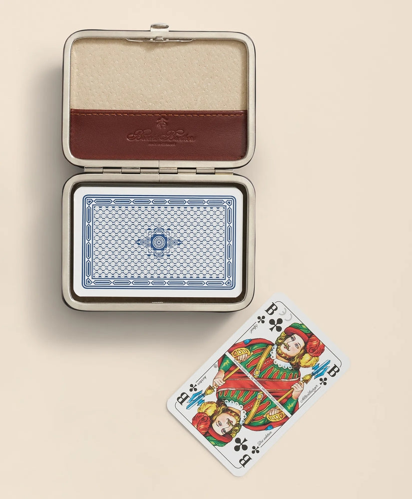 Brooks Brothers Men Travel Playing Cards With Calfskin Case