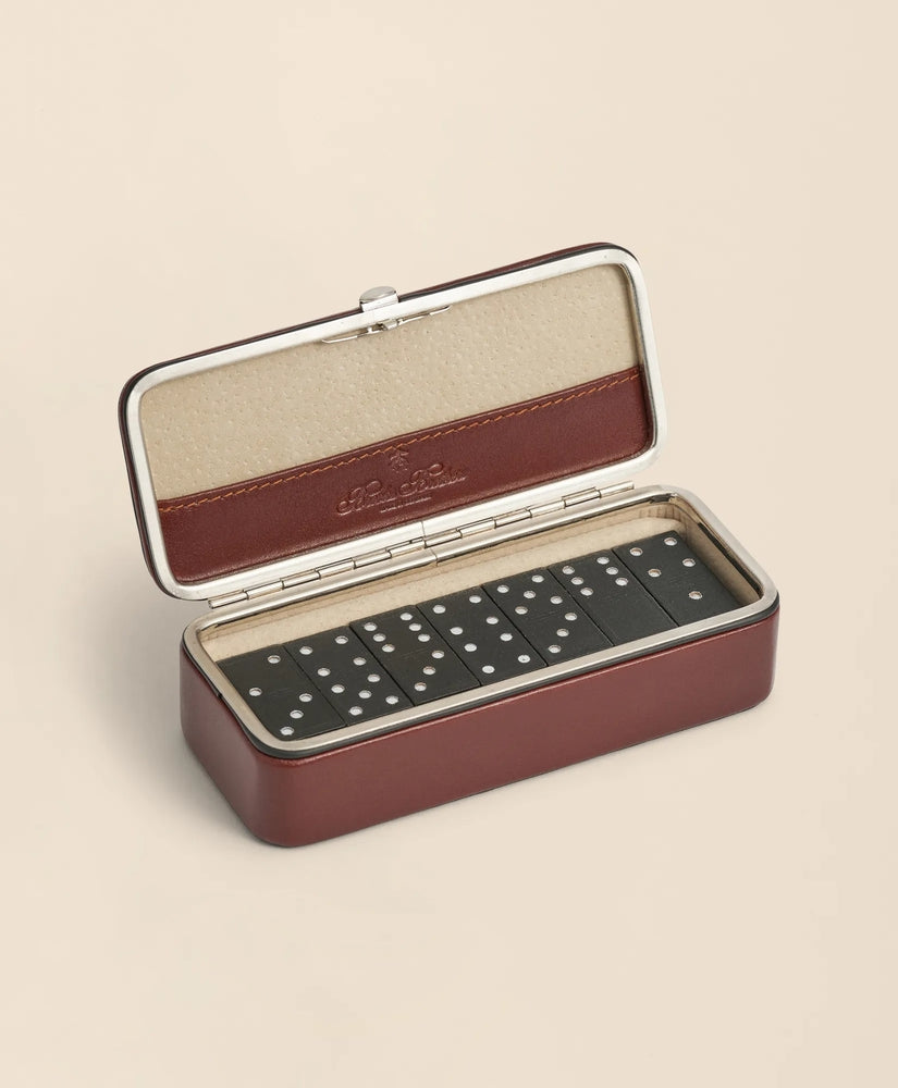 Brooks Brothers Men Travel Dominoes Game With Calfskin Case