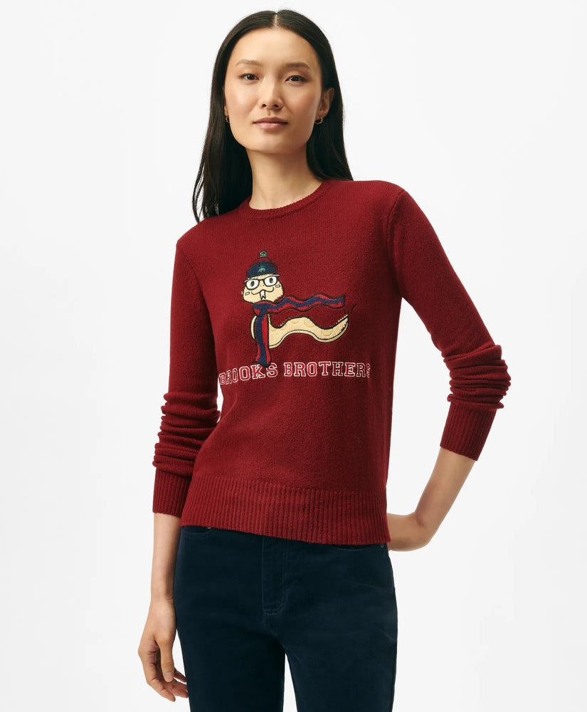 Brooks Brothers Sale Women's Lunar New Year Wool-Blend Intarsia Snake Motif Sweater