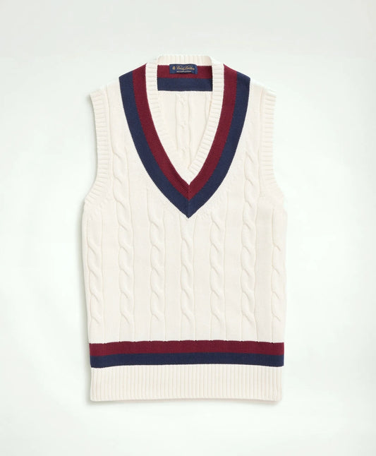 Brooks Brothers Men Vintage-Inspired Tennis V-Neck Vest in Supima